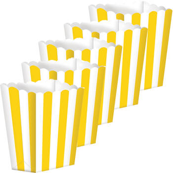 Gele gestreepte snoepbakjes 10 stuks - Feestdecoratievoorwerp