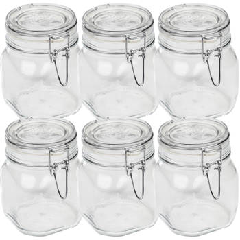 HI weckpotten/inmaakpotten - set 6x - 750 ml - met beugelsluiting - 10,5 x 13,5 cm - Weckpotten