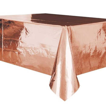 Rose gouden folie tafelkleed/tafellaken 137 x 274 cm rechthoekig - Feesttafelkleden