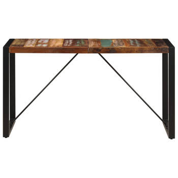 The Living Store Retro Eetkamertafel - Massief Gerecycled Hout - 140 x 70 x 75 cm - Gepoedercoat Staal