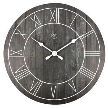 NeXtime wandklok Paul 40 cm hout zwart