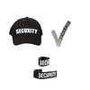 Verkleed security pet / cap zwart met security embleem en polsbandje voor volwassenen - Verkleedattributen