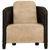 The Living Store Fauteuil Mangohout - Echt Leer - 66 x 70 x 67 cm - Tan/Zwart