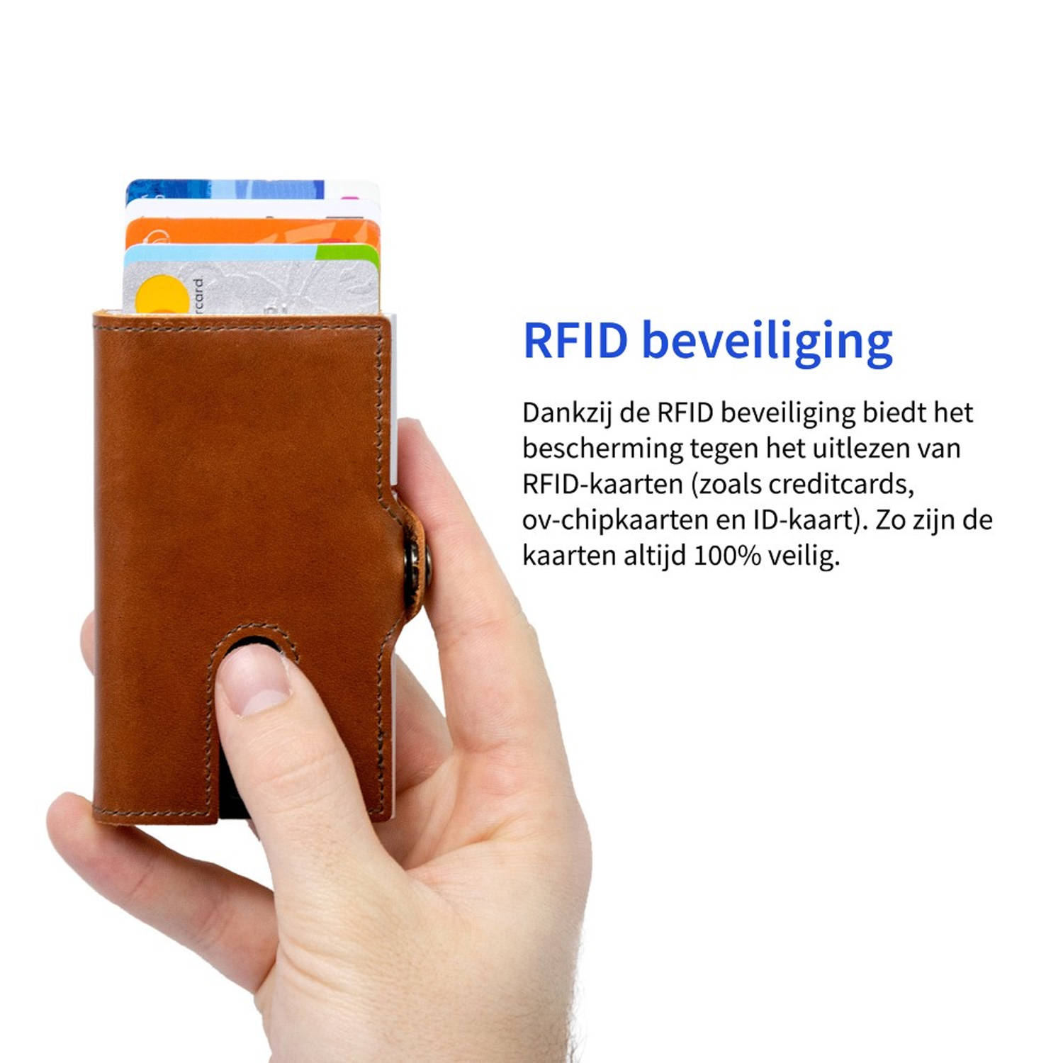 Silvergear Leder Pasjeshouder Portemonnee - Bruin RFID Anti-skim Bescherming | Blokker