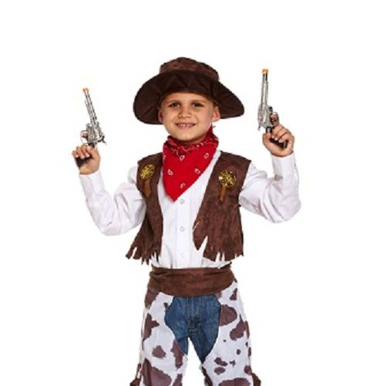 4-Delig Luxe Wild West Coyboy Kostuum voor Kinderen - Jongen - Sheriff Kleding - Carnavalskleding - Verkleedkleding - 10-12 Jaar