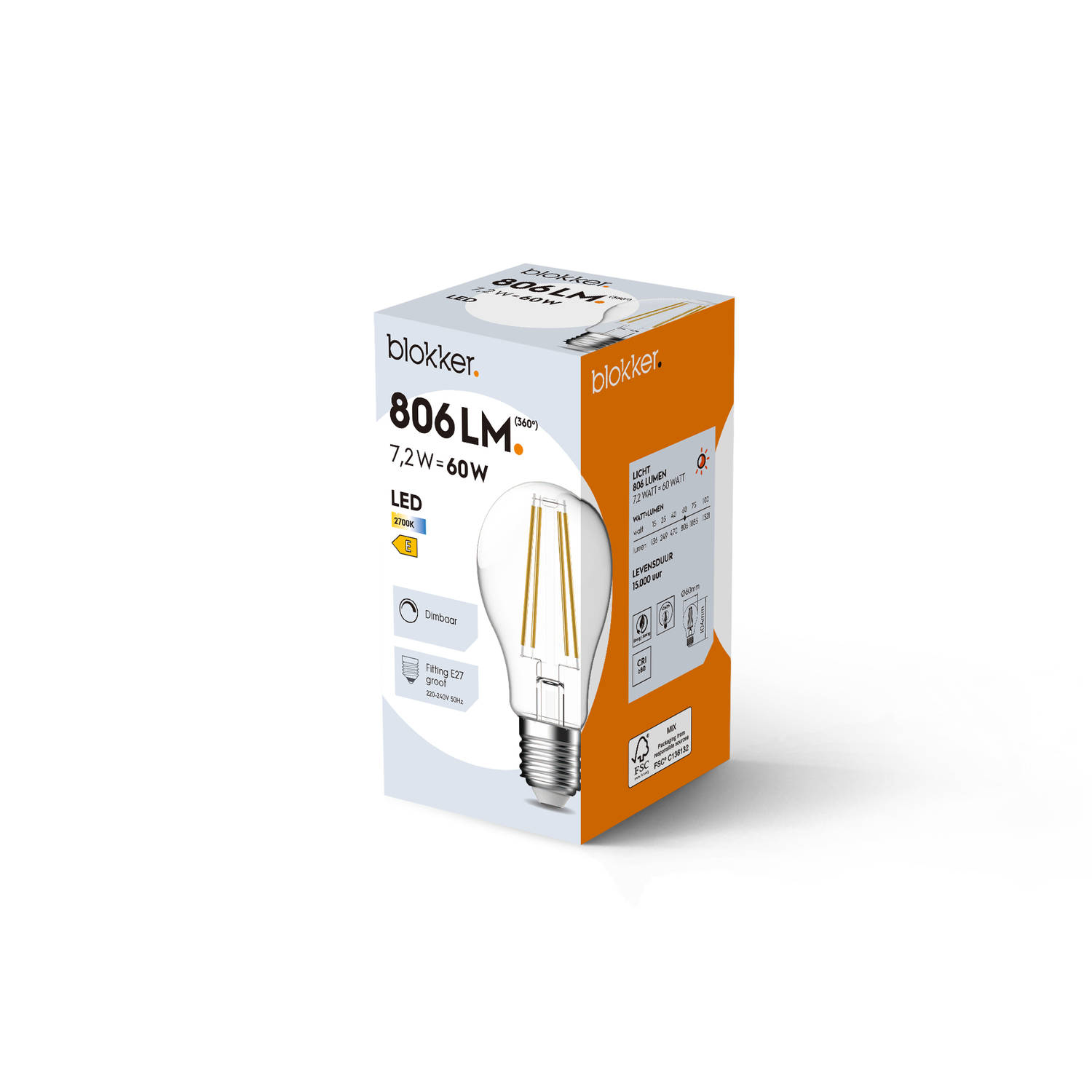 Blokker LED Bulb A60 60We27 Helder | Blokker