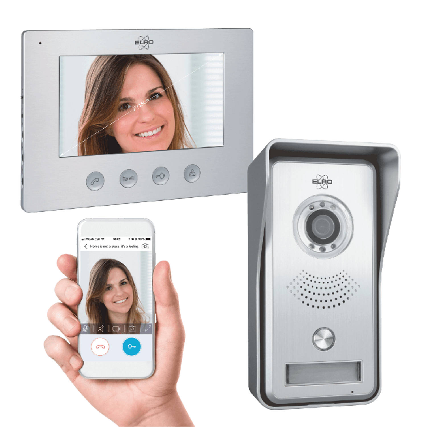 ELRO DV447WIP IP Video Deur Intercom - met 7 inch kleurenscherm - Bekijken en communiceren via App