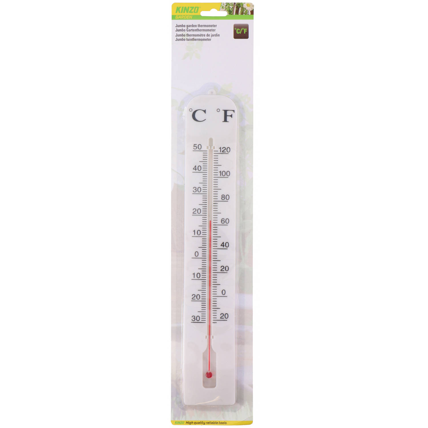 Kinzo thermometer jumbo 39x6,5x1 cm wit