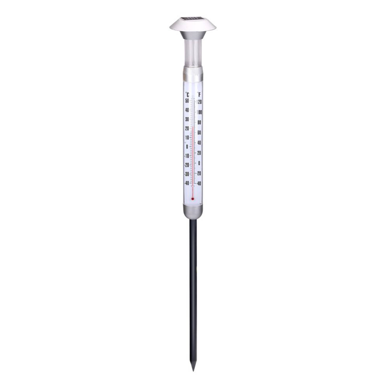 Solar LED lamp met thermometer