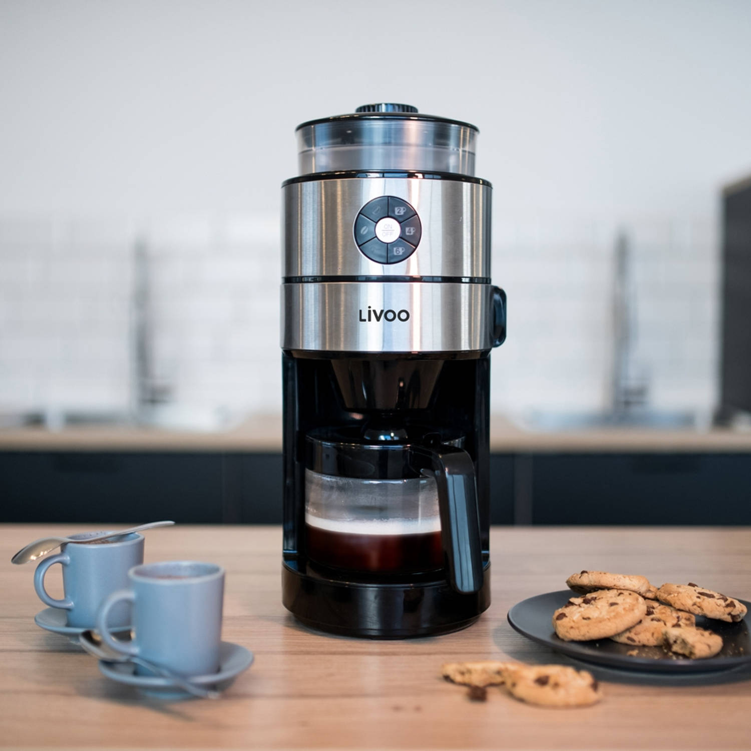 Opstand kopen draagbaar Livoo koffiezetapparaat met geïntegreerde koffiemolen | Blokker