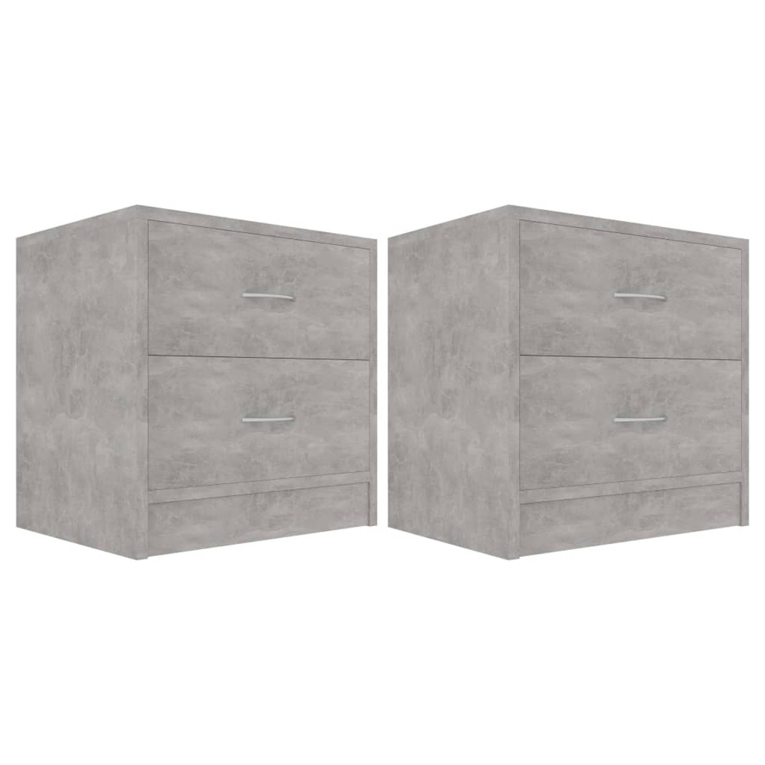 vidaXL Nachtkastjes 2 st 40x30x40 cm spaanplaat betongrijs