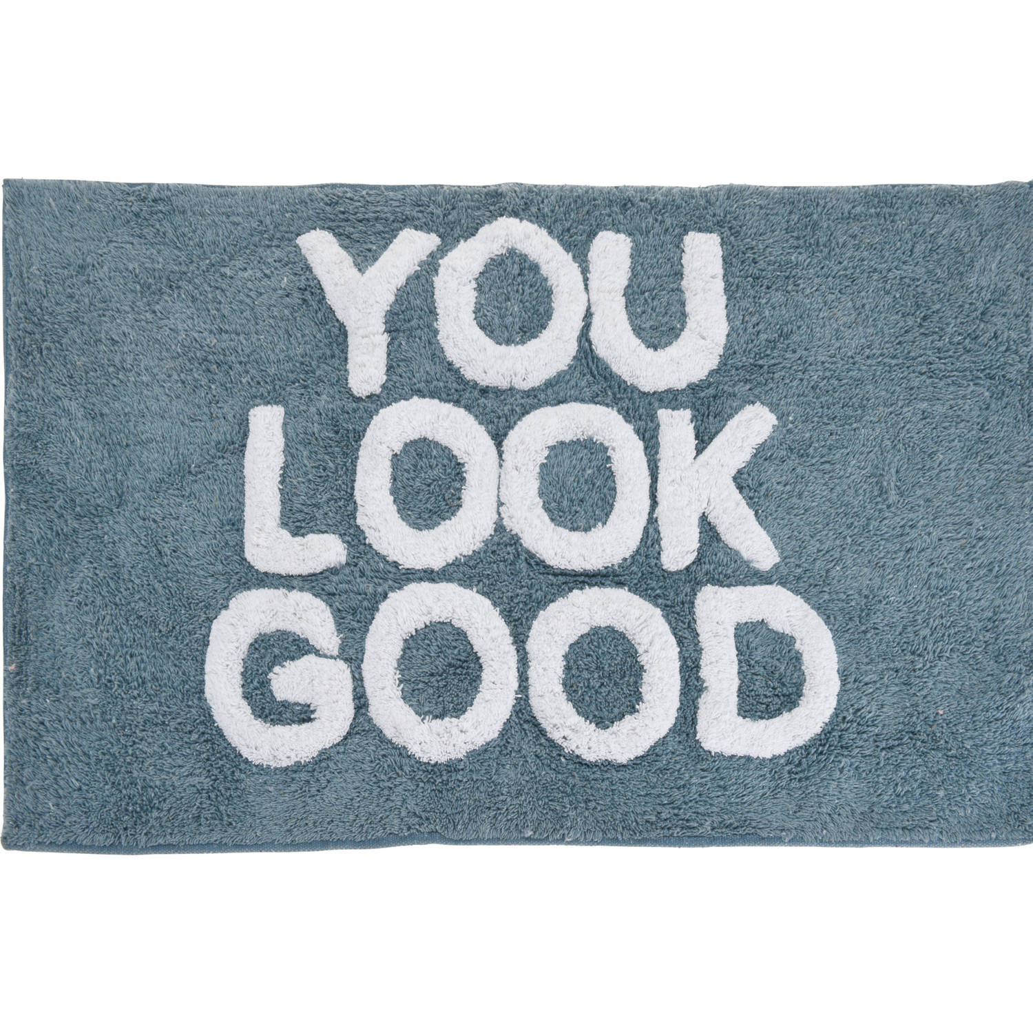4goodz Zachte Badmat Blauw ""You Look Good"" - badkamermat - 50 x 80 cm