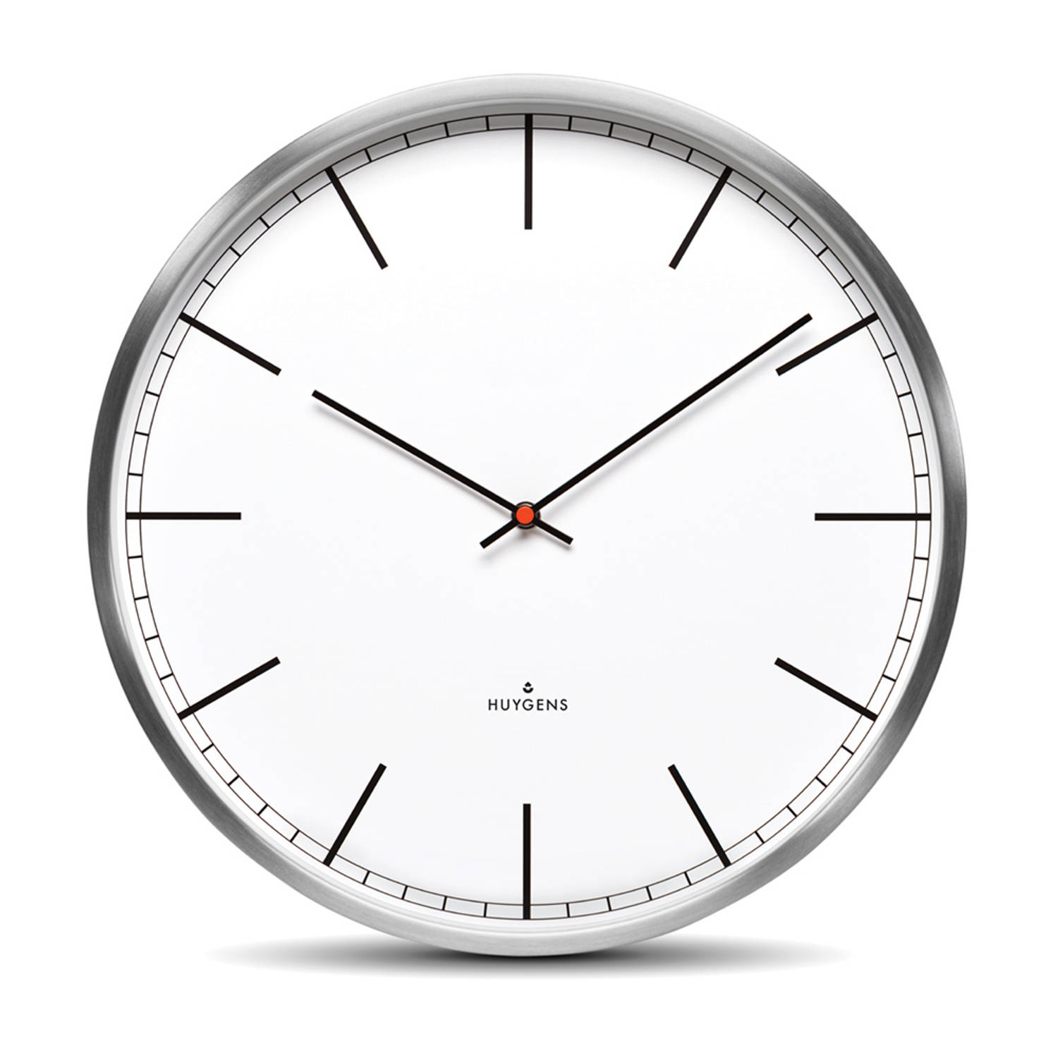Huygens wall clock one45 stainless steel white index