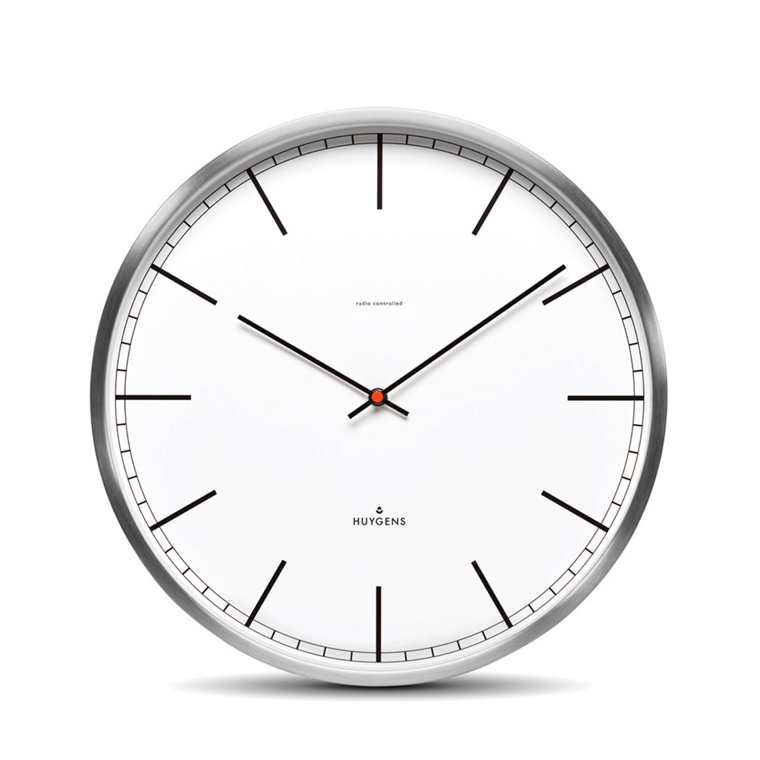 Huygens wall clock one35 stainless steel white index RC EU