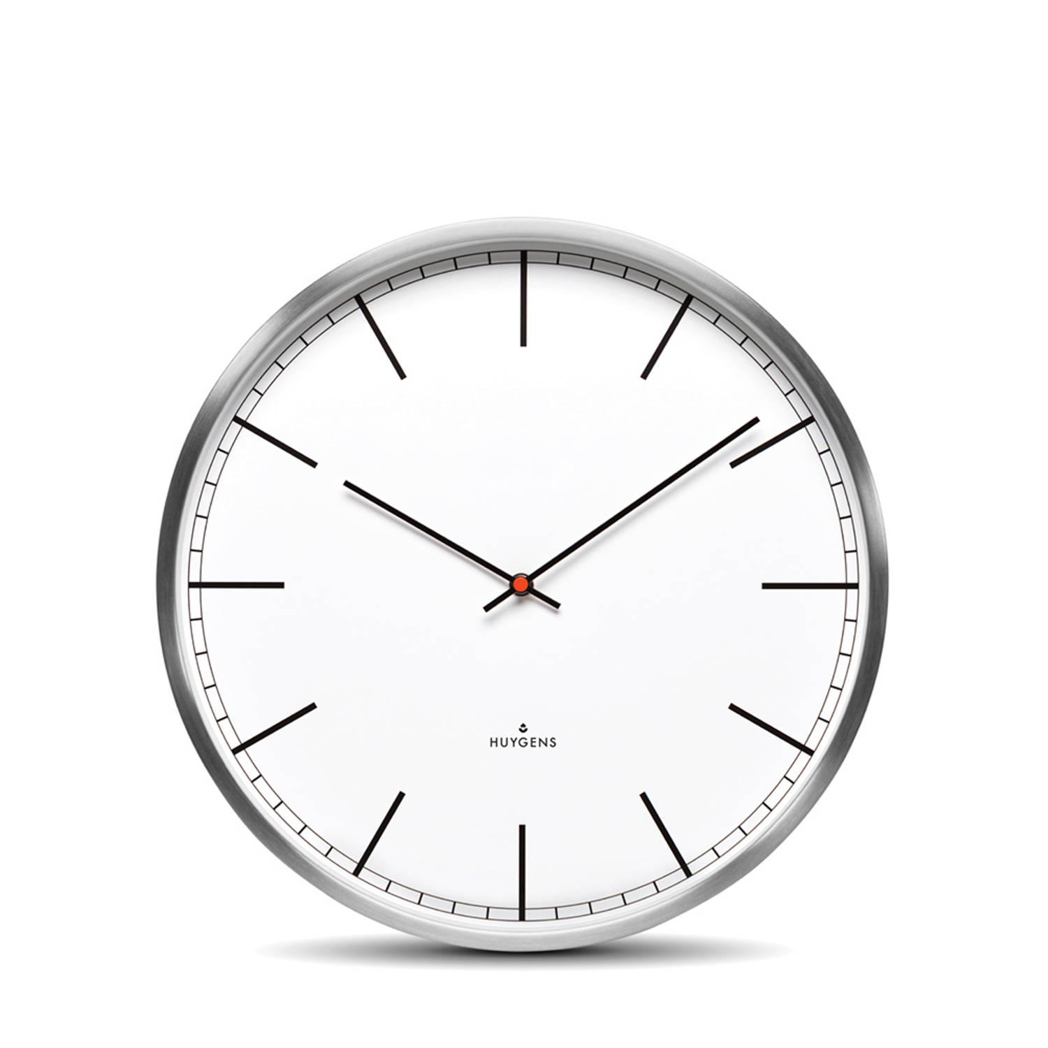 Huygens wall clock one25 stainless steel white index