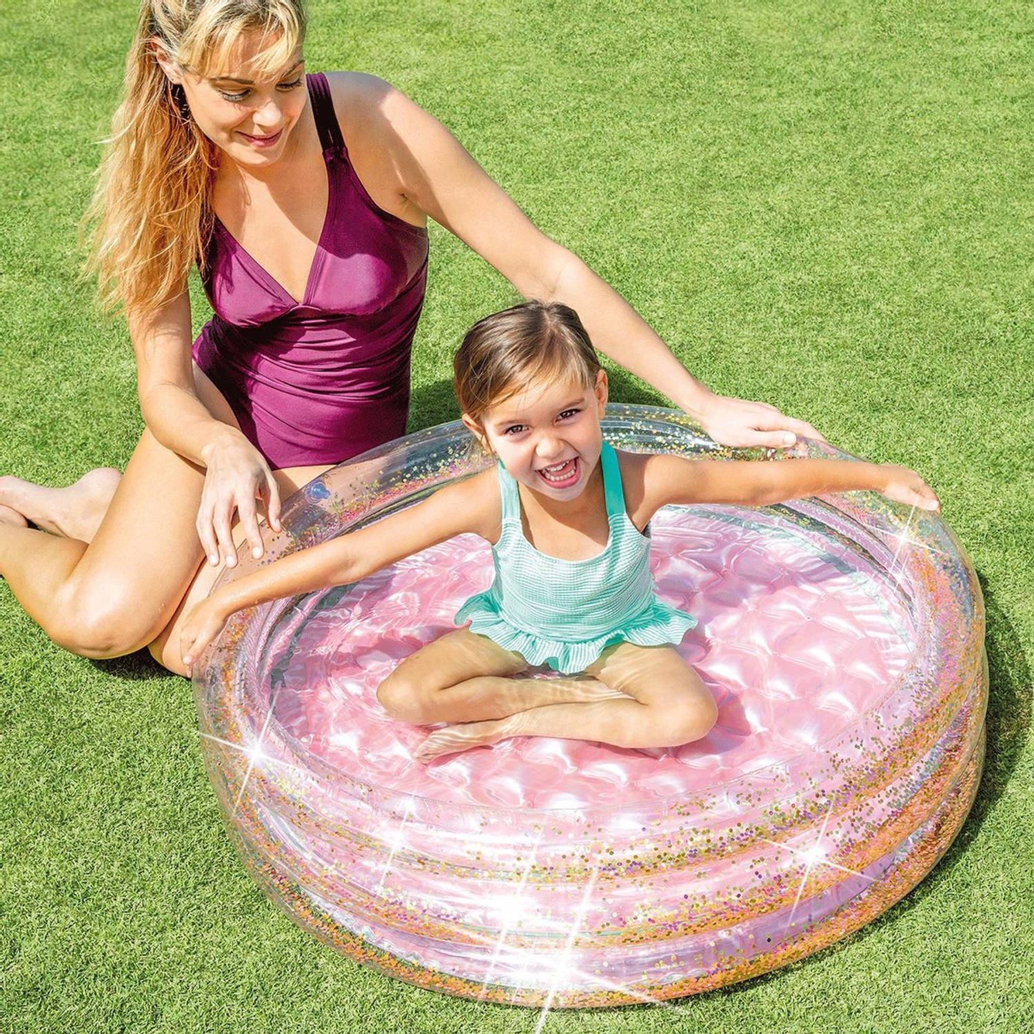 De onze Okkernoot Verbinding verbroken Intex Baby zwembad - Roze - Glitter - 86 x 25 cm - opblaasbaar zwembad -  rond - drie ringen | Blokker