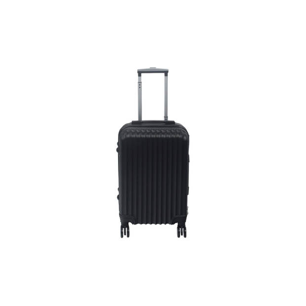 Handbagage koffer 55cm zwart 4 wielen trolley met pin slot reiskoffer