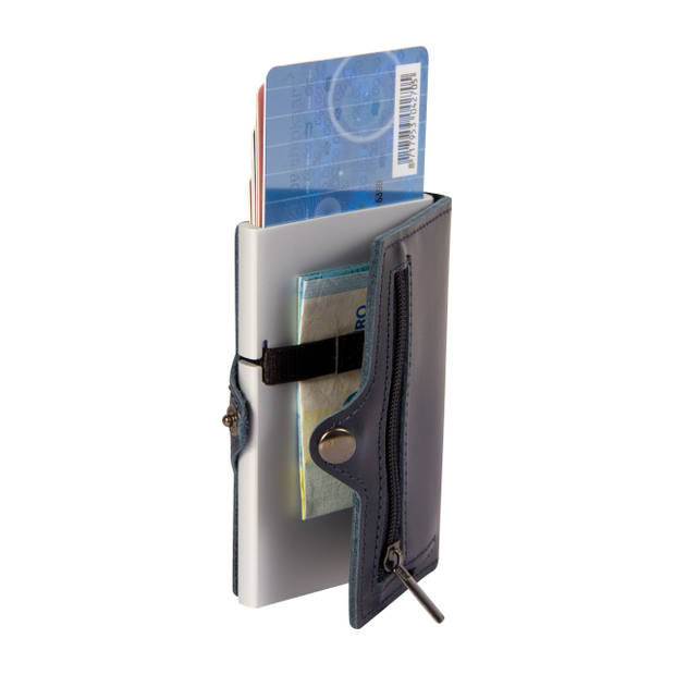 Silvergear Leder Pasjeshouder Portemonnee - Blauw - RFID Anti-skim Bescherming
