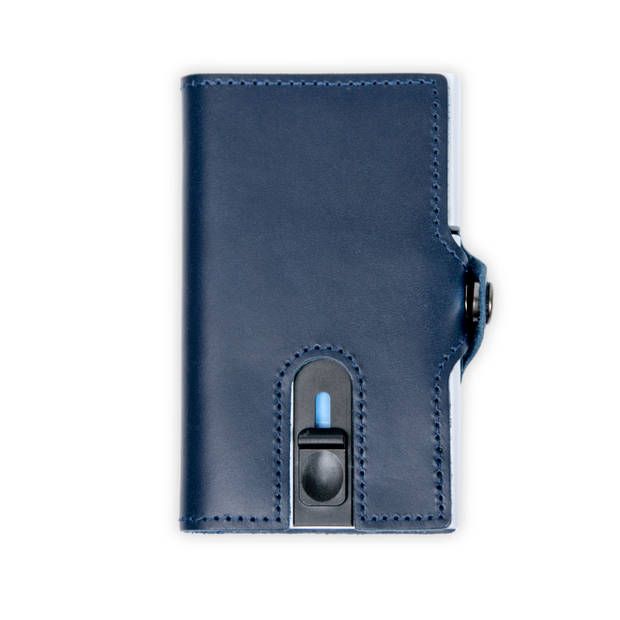 Smart card holder Genuine leather blue