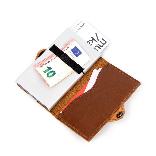 Smart card holder Genuine leather brown