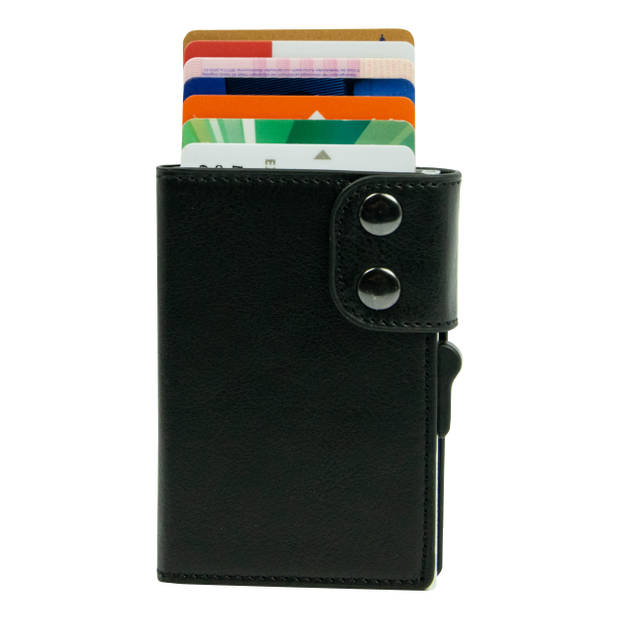 Silvergear Leder Pasjeshouder Portemonnee Zwart - Kunstleer - 6 Pasjes - RFID Berscherming