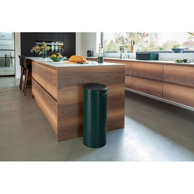 Brabantia Touch Bin afvalemmer 30 liter met kunststof binnenemmer - Pine Green