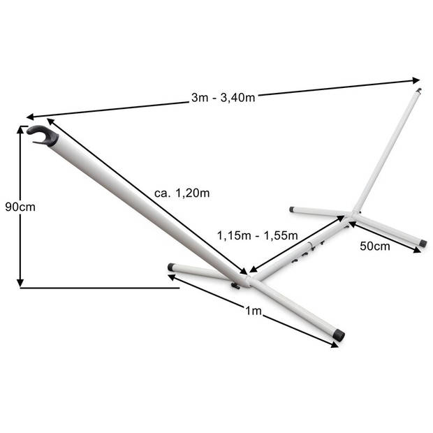 Stevige Verstelbare Hangmatstandaard Staal - 300-340x100 cm - 150kg max