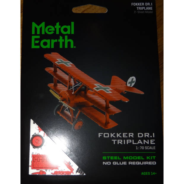 Metal Earth modelbouwset Fokker Red Baron Triplane rood