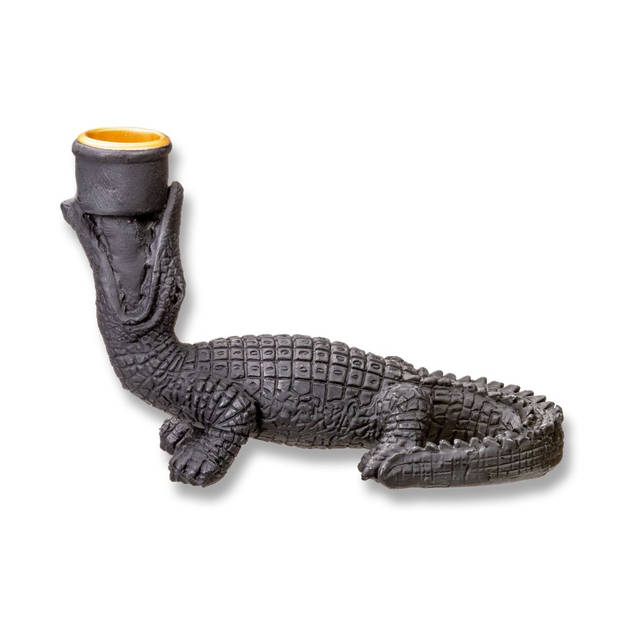 Blokker kandelaar krokodil - 15,5x8x10 cm - zwart