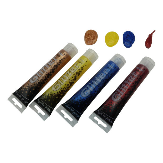 Mont Marte® acrylverf set van 10 tubes glitterverf - 75ML per stuk