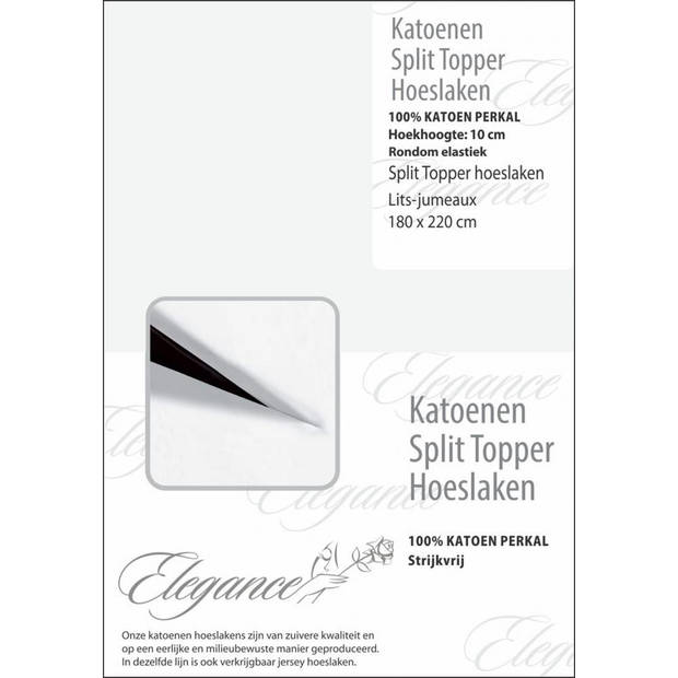 Elegance Splittopper Hoeslaken Perkal Katoen - wit 180x200cm