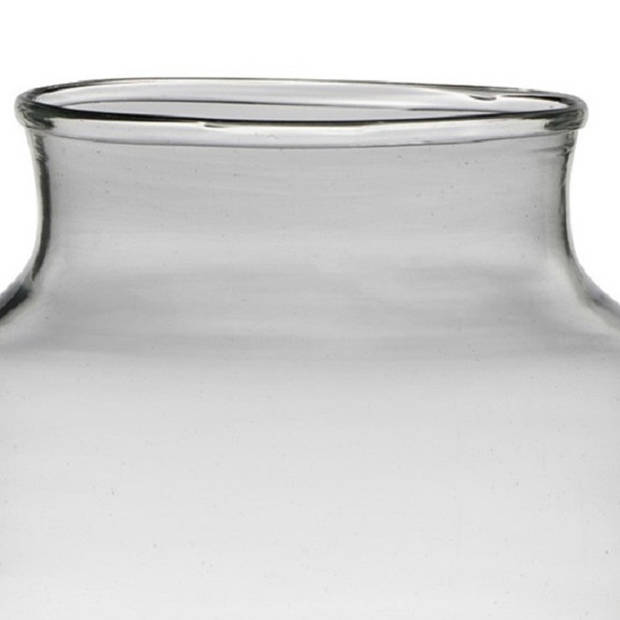 Transparante/grijze stijlvolle vaas/vazen van gerecycled glas 22 x 18 cm - Vazen