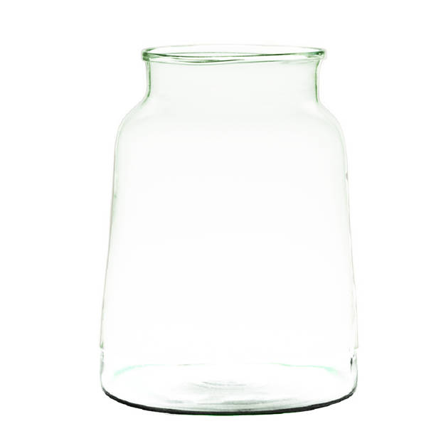 2x stuks transparante/grijze stijlvolle vaas/vazen van gerecycled glas 23 x 19 cm - Vazen