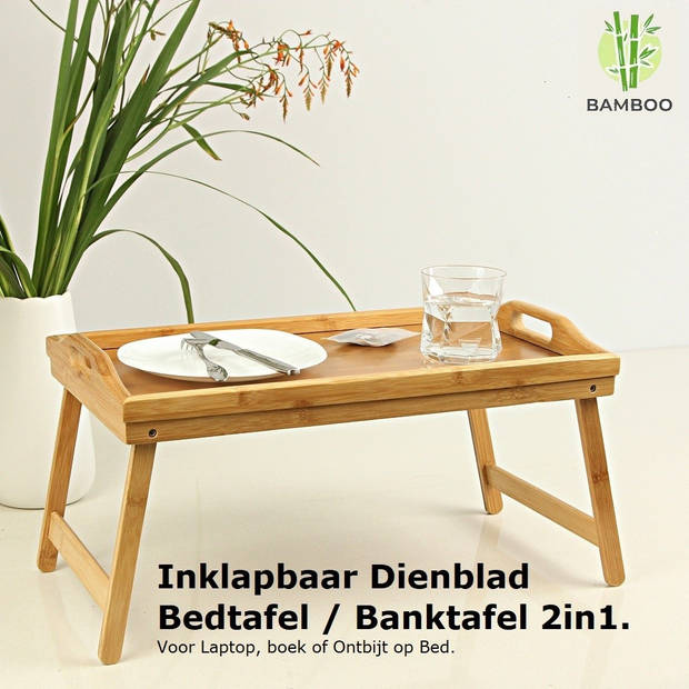 Luxe dienblad met uitklapbare pootjes - Bamboe hout - Ontbijt op bed