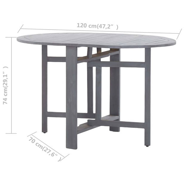 vidaXL Tuintafel 120x70x74 cm massief acaciahout grijs