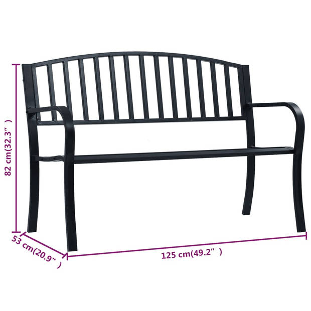 vidaXL Tuinbank 125 cm staal zwart