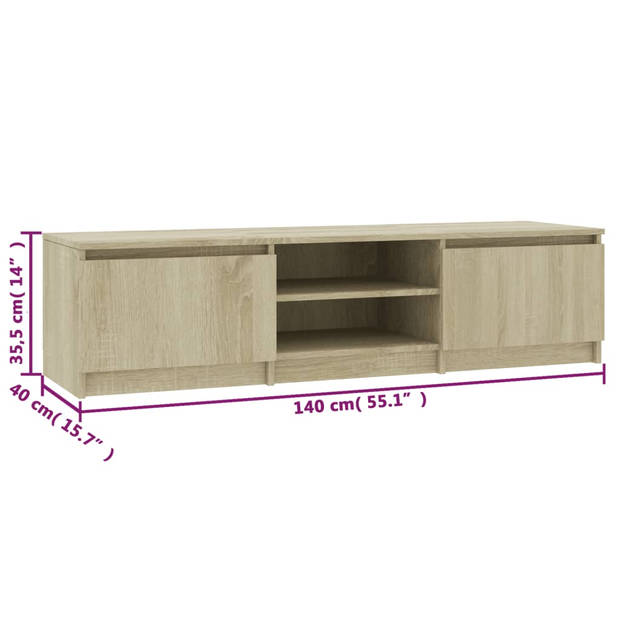 vidaXL Tv-meubel 140x40x35,5 cm bewerkt hout sonoma eikenkleurig