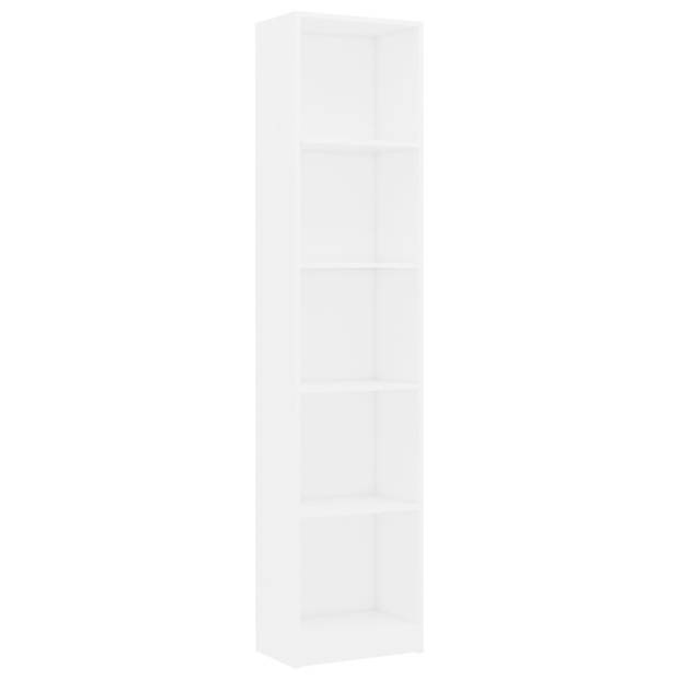 vidaXL Boekenkast met 5 schappen 40x24x175 cm bewerkt hout wit