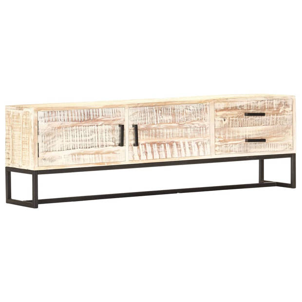 The Living Store Tv-meubel Acaciahout - Opbergkast - 140x30x45 cm - Wit