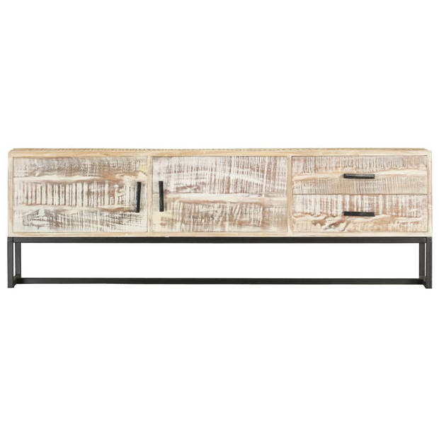 The Living Store Tv-meubel Acaciahout - Opbergkast - 140x30x45 cm - Wit