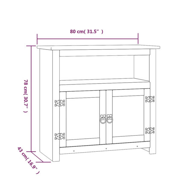 The Living Store Tv-kast - Mexicaanse Corona - Meubel - 80 x 43 x 78 cm - Bruin