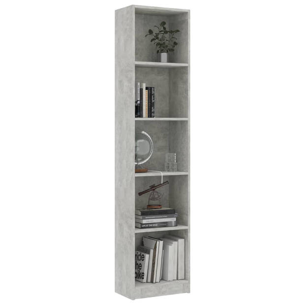 vidaXL Boekenkast met 5 schappen 40x24x175 cm bewerkt hout betongrijs