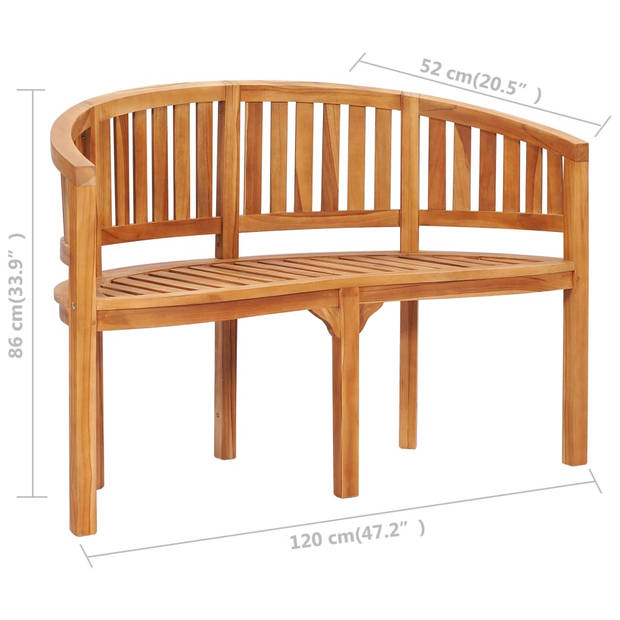 vidaXL Bananenbank 120 cm massief teakhout