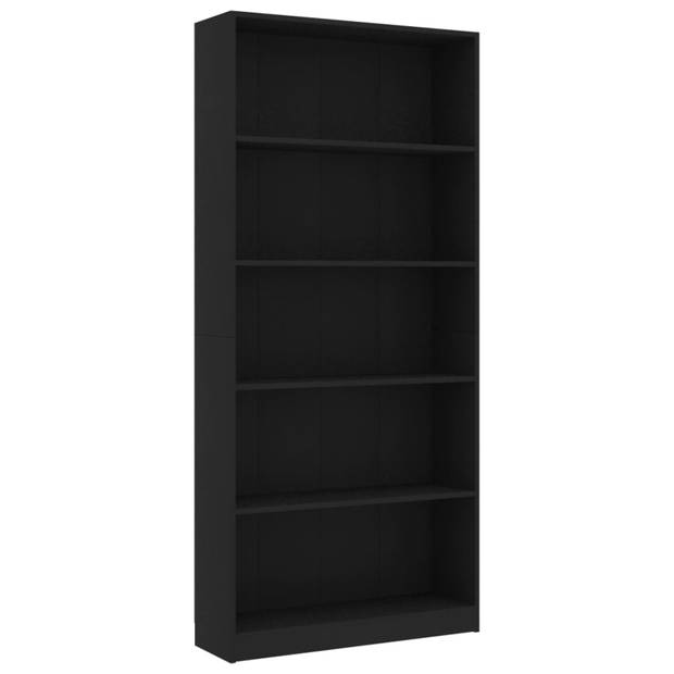 vidaXL Boekenkast met 5 schappen 80x24x175 cm bewerkt hout zwart