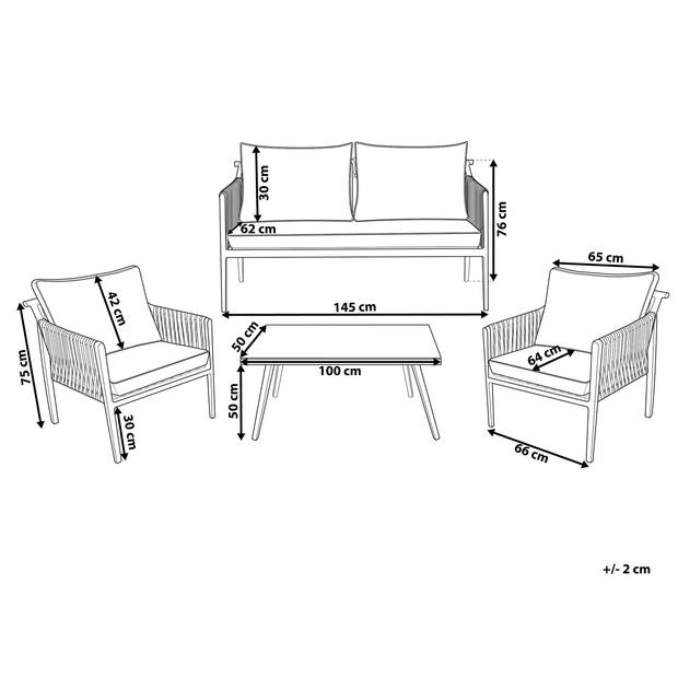 Beliani LATINA - Zitgroep-Wit-Aluminium