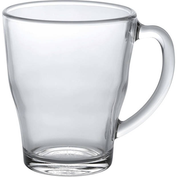 Duralex Theeglazen/koffieglazen Cosy - 6x stuks - transparant glas - 350 ml - met handvat - Koffie- en theeglazen