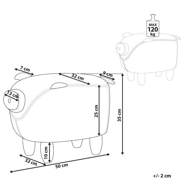 Beliani PIGGY - Dierenhocker-Geel-Polyester