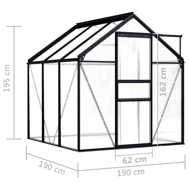 The Living Store Kweekkas - Aluminium - 190 x 190 x 125/195 cm - Polycarbonaat