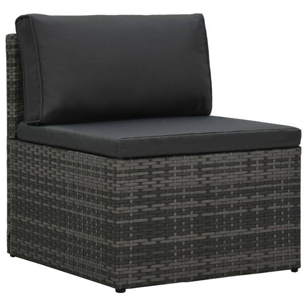 vidaXL 5-delige Loungeset met kussens poly rattan grijs