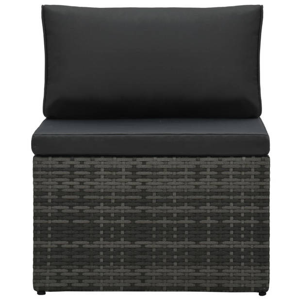 vidaXL 5-delige Loungeset met kussens poly rattan grijs